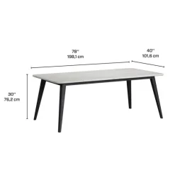White Marble-Look Top Dining Table with 4 Chairs - Grey Fabric