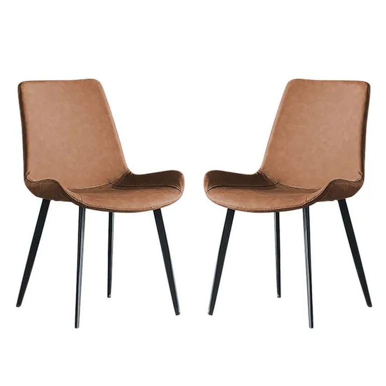 White Sintered Stone Dining Set with 4 Cognac Chairs - 48"