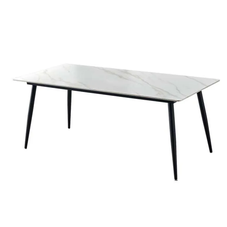 White Sintered Stone Dining Set with 4 Grey Chairs - 59"